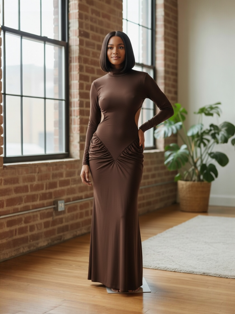 Unsealed Maxi Dress (Brown)