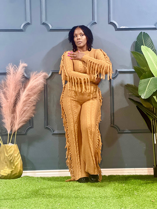 Cable Knit Set-Camel