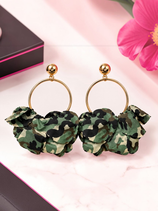 Camo Bloom Hoop Earrings Alc