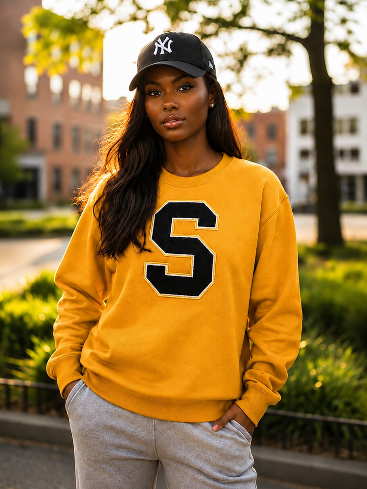 Big S Patch Sweatshirt-Gold