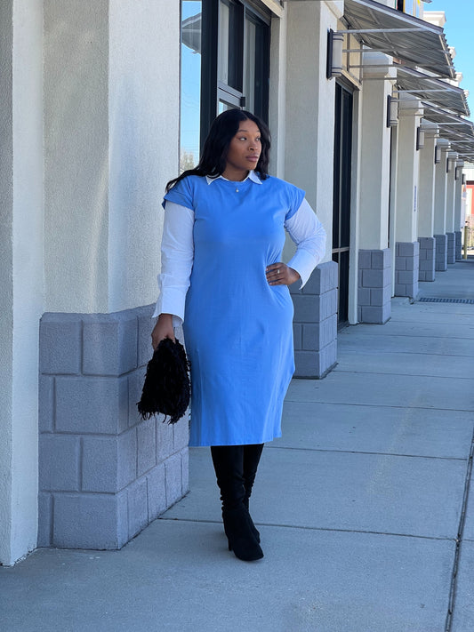 Les Comfy Dress Plus-Light Blue