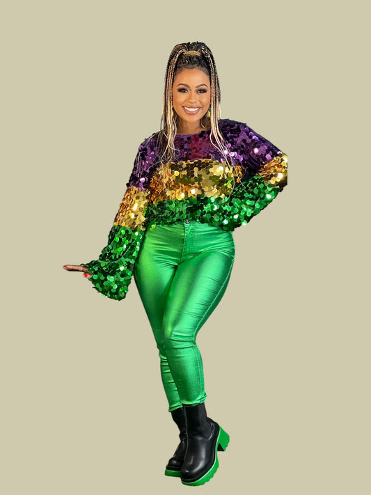 Metallic Green Super Woman Pants