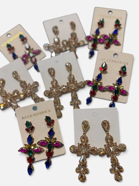 Stoned Cross Earrings Alc (2 colors)