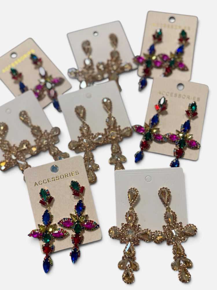 Stoned Cross Earrings Alc (2 colors)