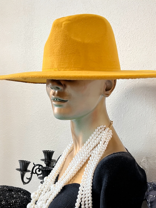 Mustard Wide Brim Fedora