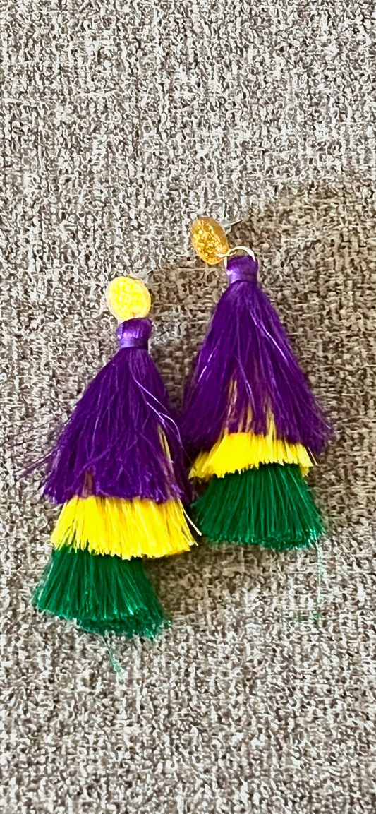 Mardi Gras Earrings-New Tassel