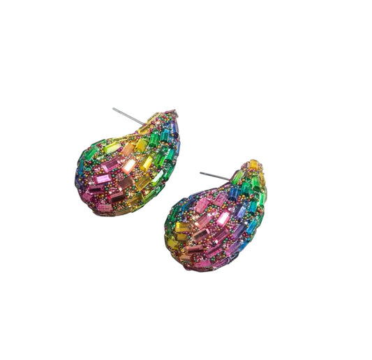 Mardi Gras Teardrop Earrings