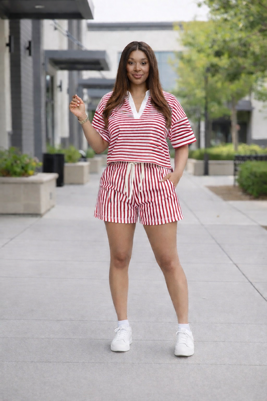 Bayou Stripe Set (Deep Red)