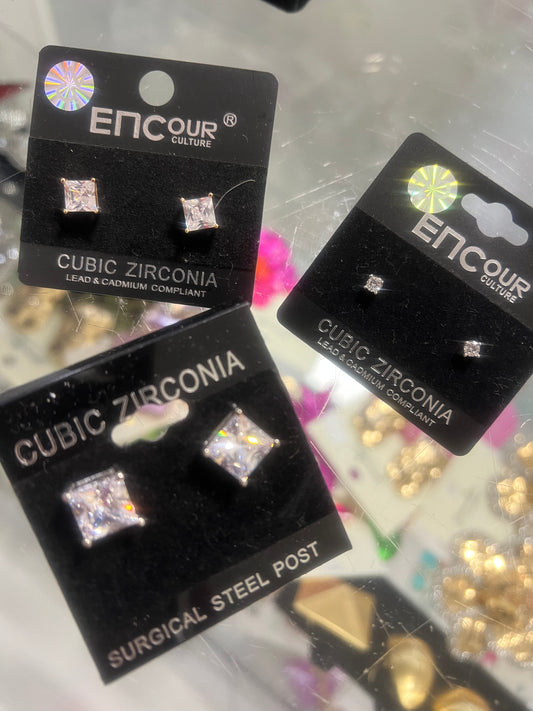 Square Stud Earrings (3 sizes)