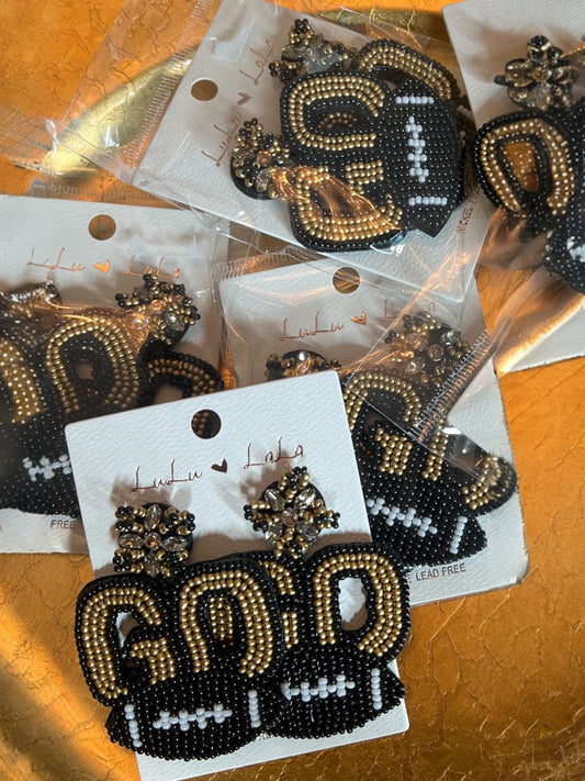 Go Game Day Earrings-Blk/Gld