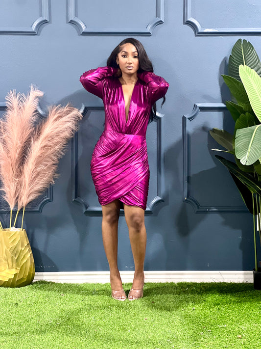 Simply Love Valentine Collection Foil Dress-Fuchsia