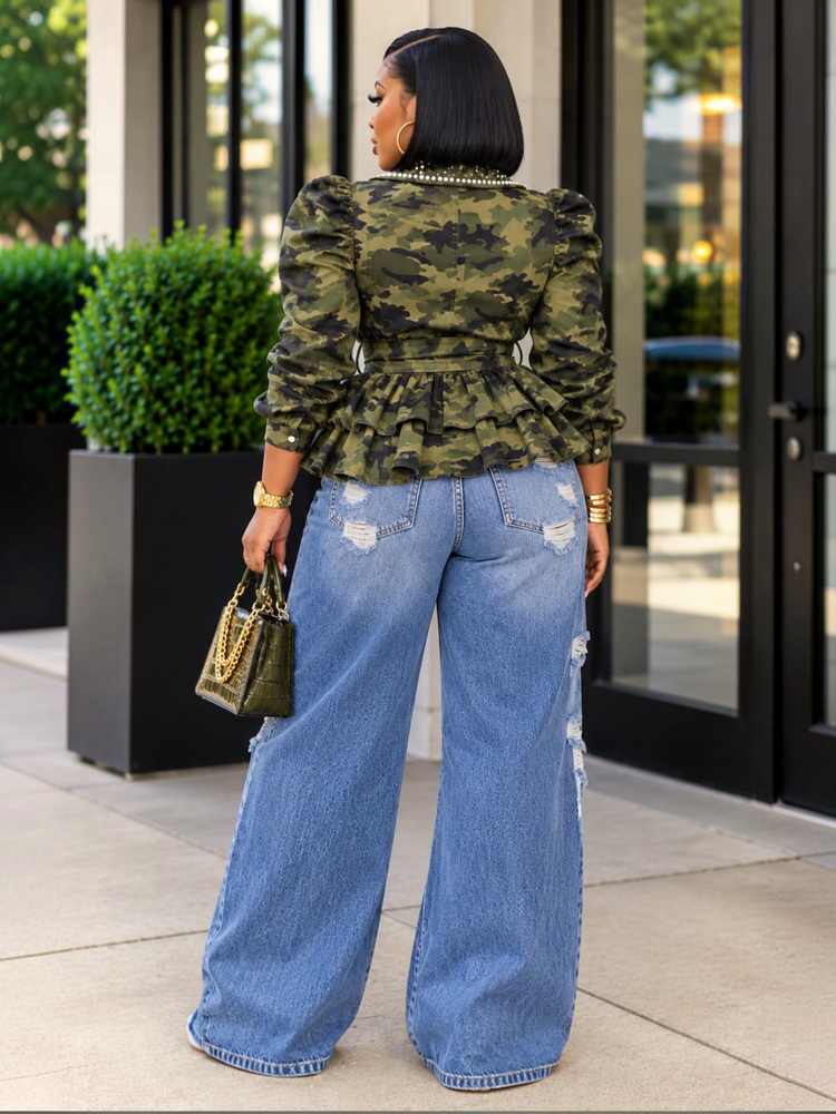 Pearl Stone Peplum Top Plus