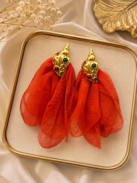Coral Drapes Earrings Alc