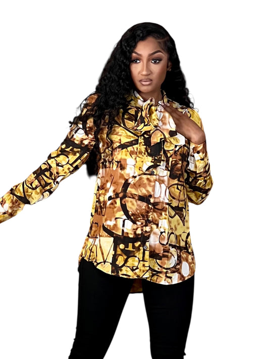 Lettering Fall Blouse Top