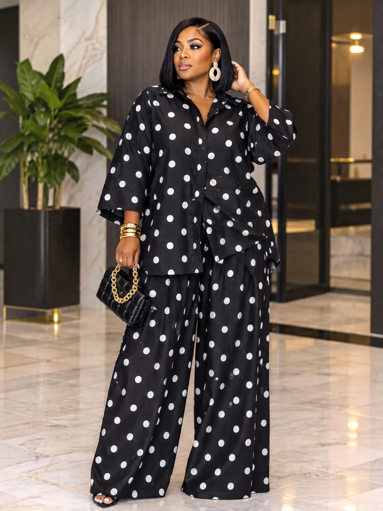Pretty In Polka Dot Set-Black