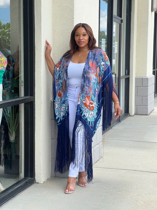Blue Floral Kimono
