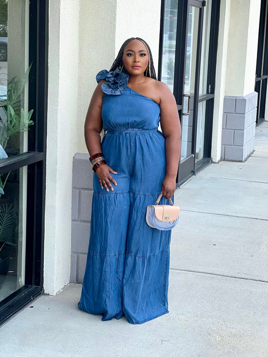 One Drama Shoulder Jumpsuit Plus