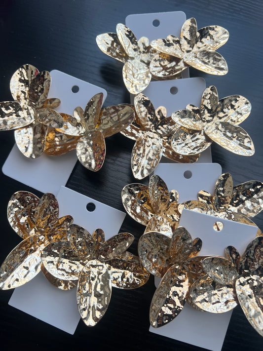 Gold Petal Drop Earrings