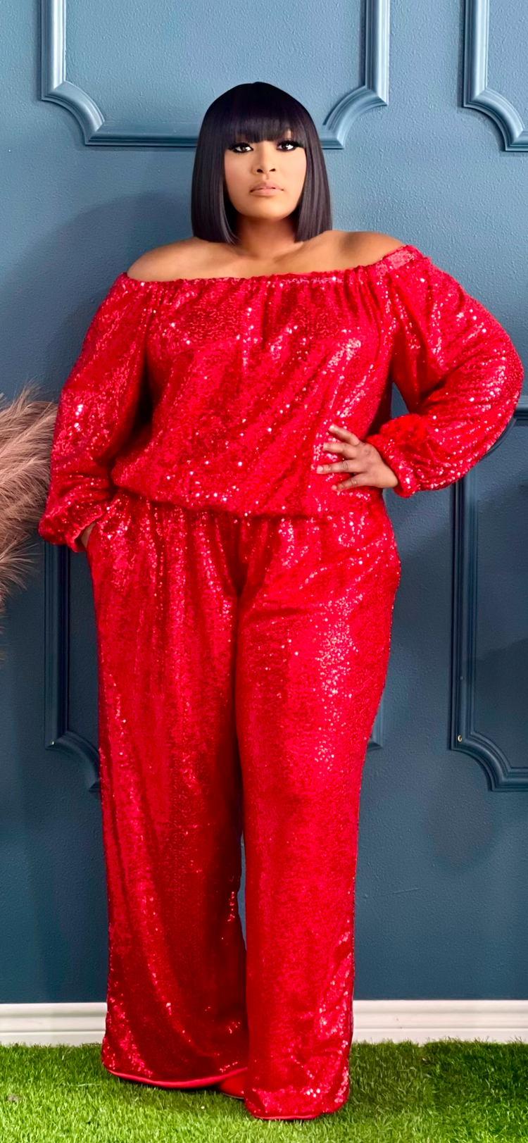 Holiday Sequin Set Plus-Red