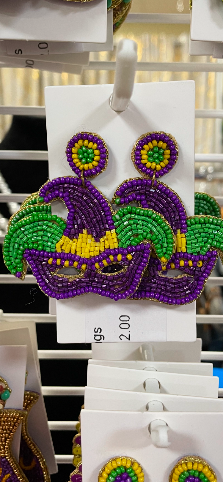 Mardi Gras Earrings-Mask