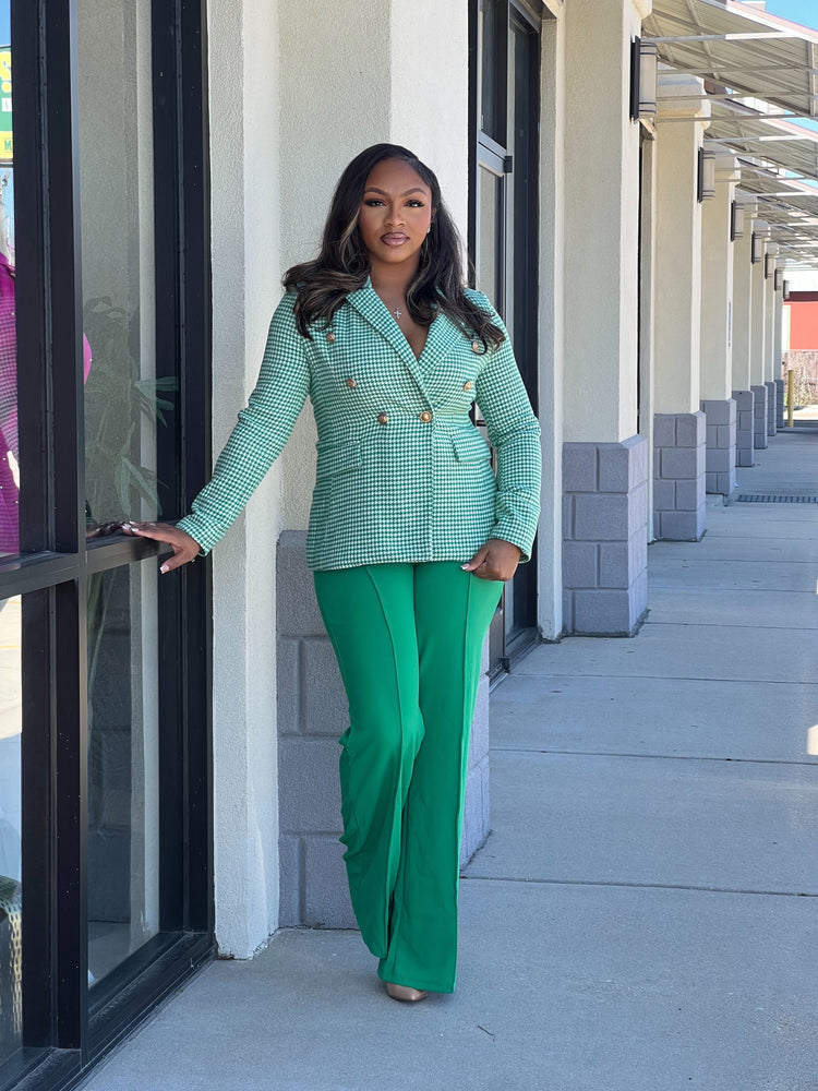 Green Houndstooth Blazer