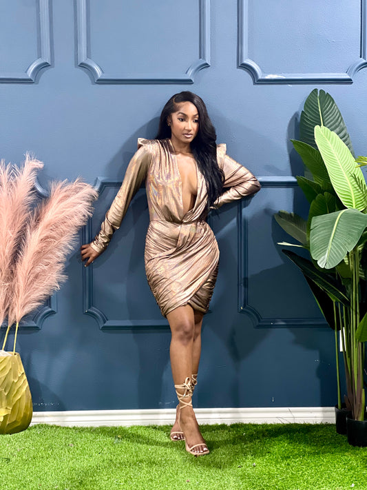 Simply Love Valentine Collection Foil Dress-Copper