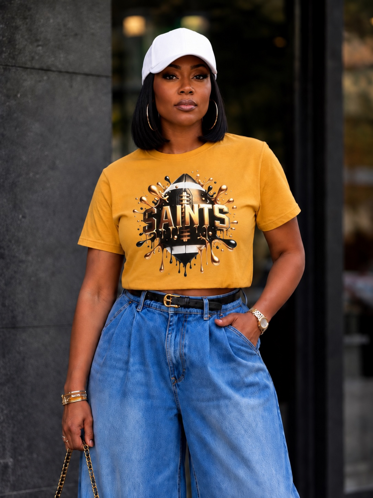 Mustard Saints Crop Tee Shirt