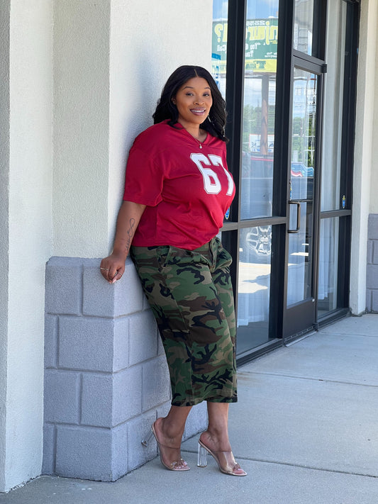 Wide Leg Camouflage Crop Pants Reg/Plus