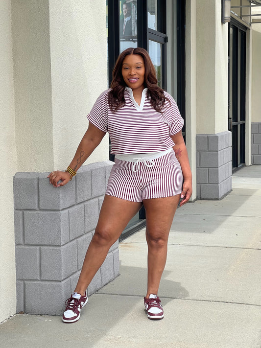 Bayou Stripe Set (Deep Red-ish)