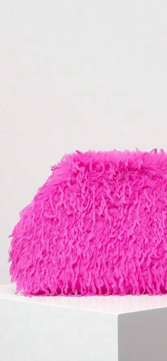 Fuzzy Pink Clutch Handbag