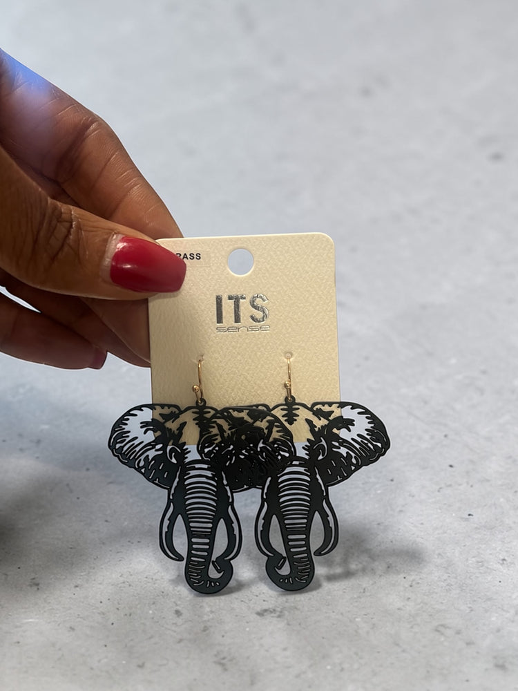 Elephant Earrings-Black