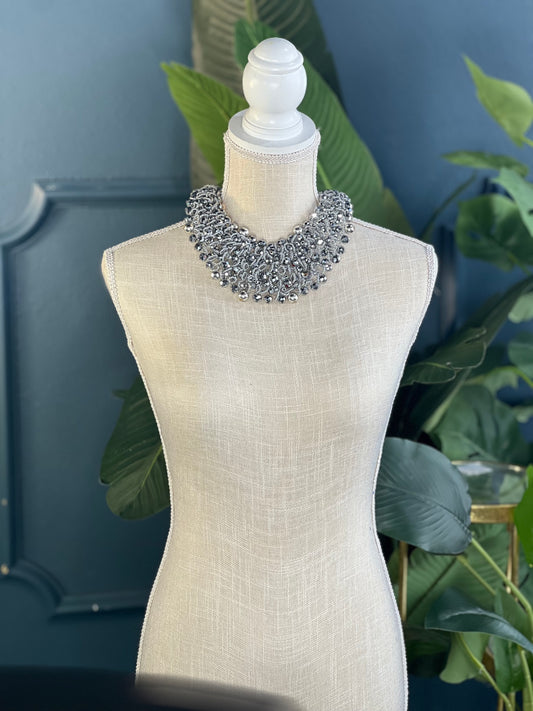 New Silver Bib Necklace