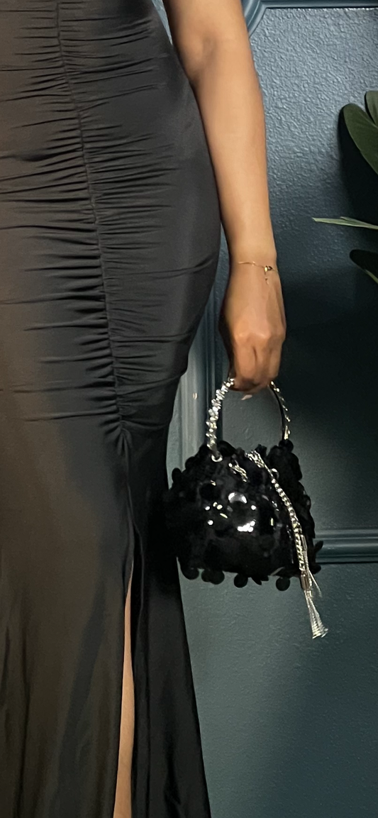 New Elegant Sequin Handbag-Black