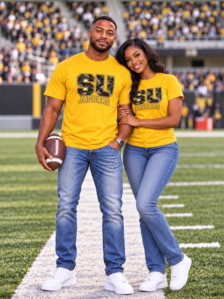 Camouflage SU Jaguars Tee Shirt-Gold