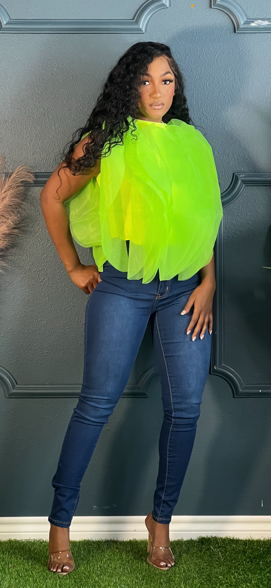 All Ruffles Top-Lime (Online only)