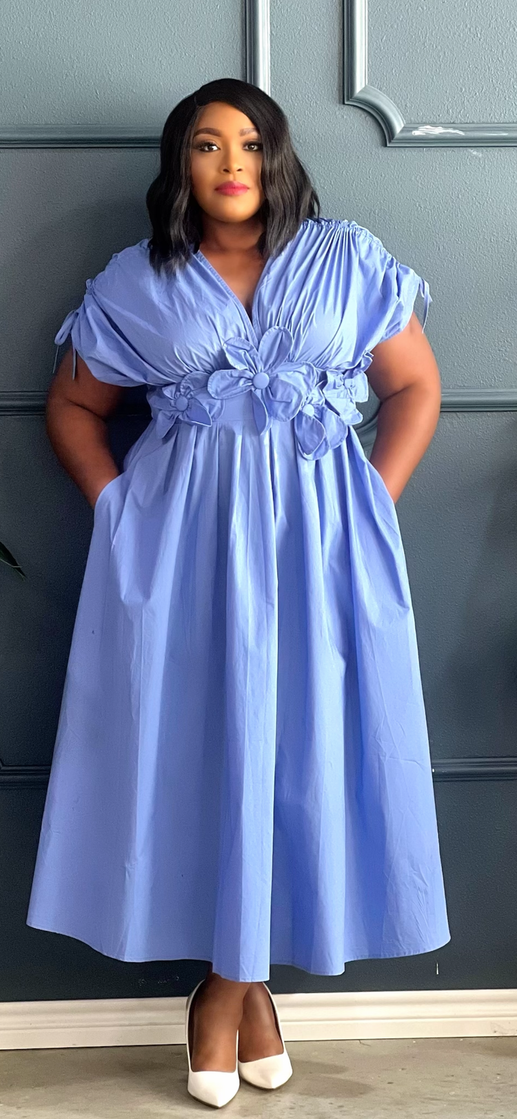 Periwinkle Flower Dress Plus