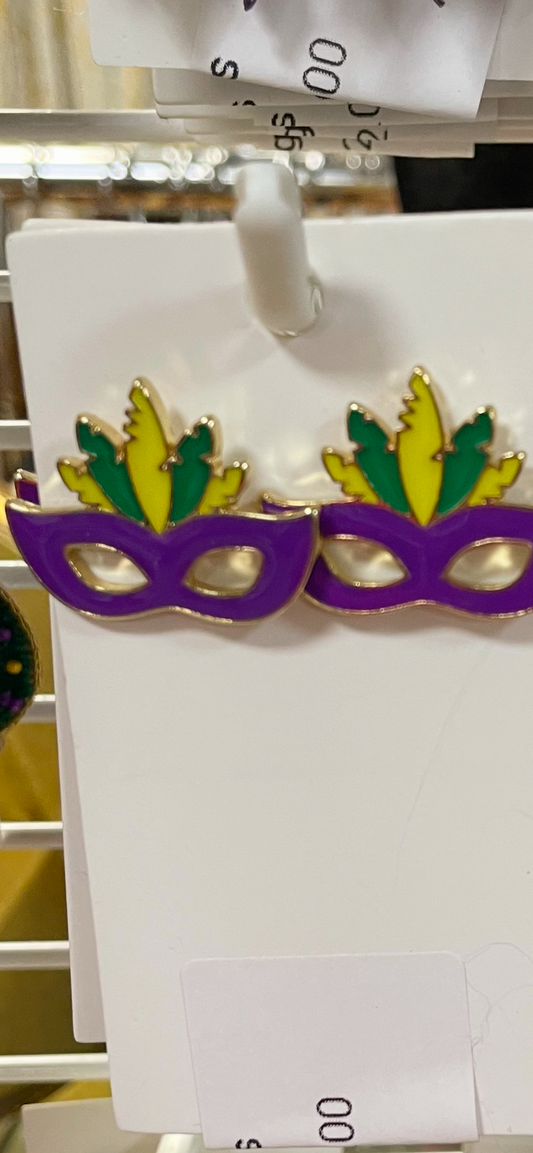 Mardi Gras Earrings-Mini Mask