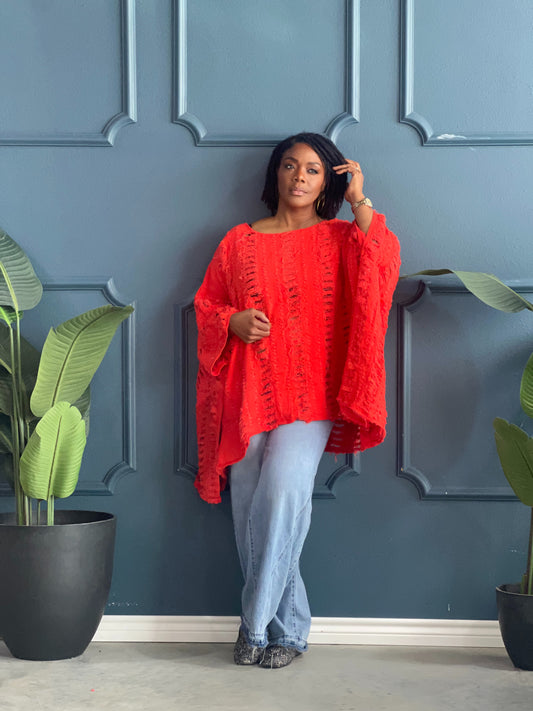 Shawl Top (Orange denim)