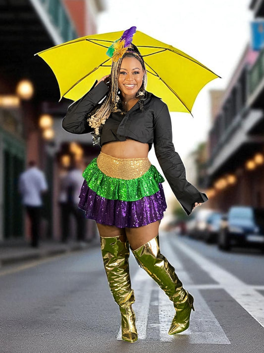 Mardi Gras Sequin Block Skirt