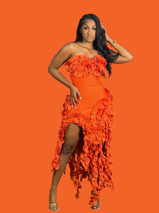 Beautiful Vine Party Dress Reg/Plus-Orange (Restocked)