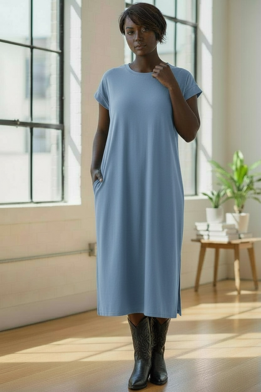 Les Comfy Dress Plus-Light Blue