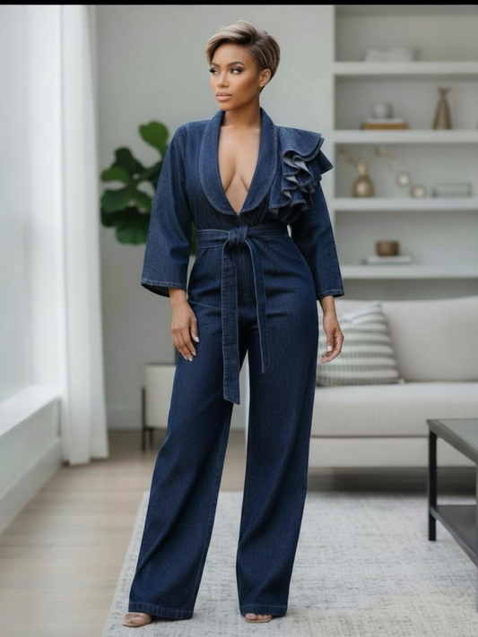 Ruffle My Shoulder Jumpsuit Reg/Plus