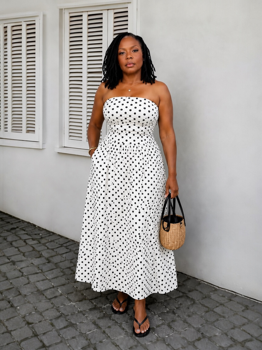 Polka Dot Sundress (White)