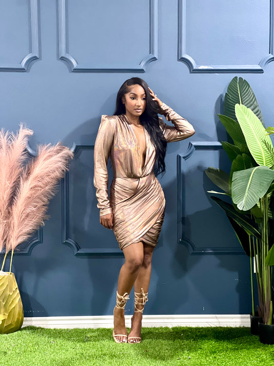 Simply Love Valentine Collection Foil Dress-Copper