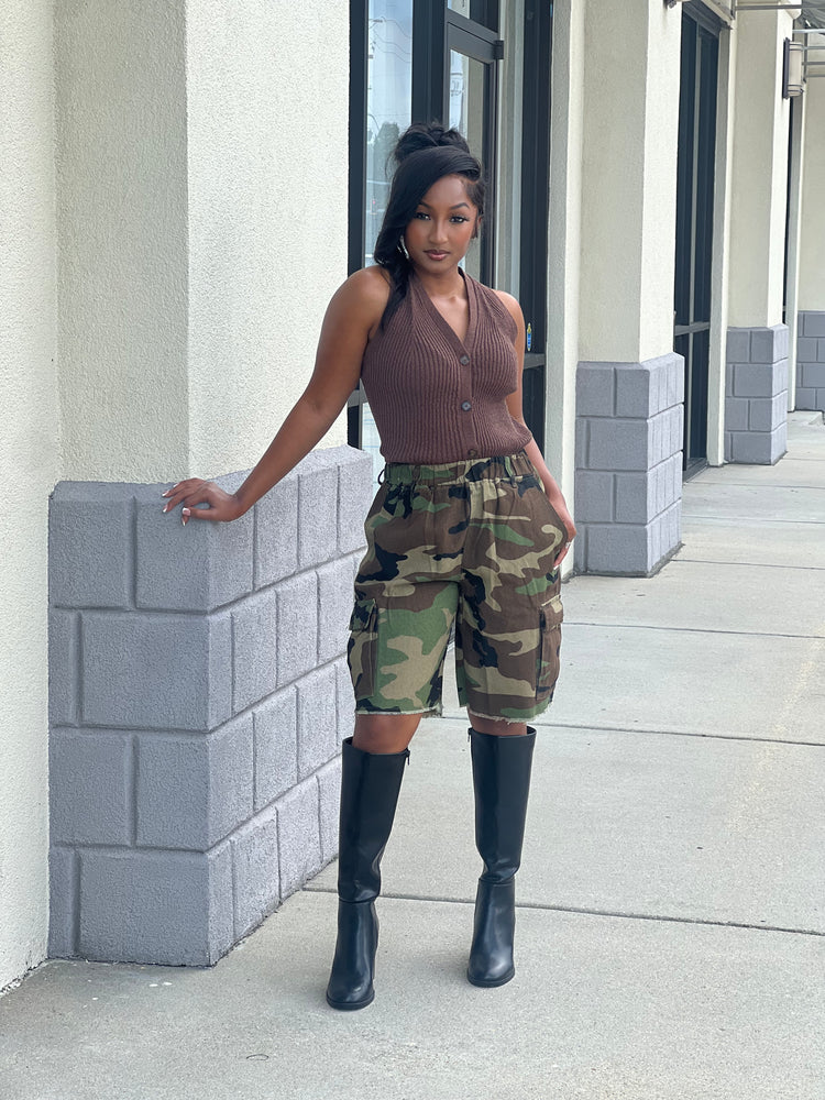 New Sweater Vest Top-Brown