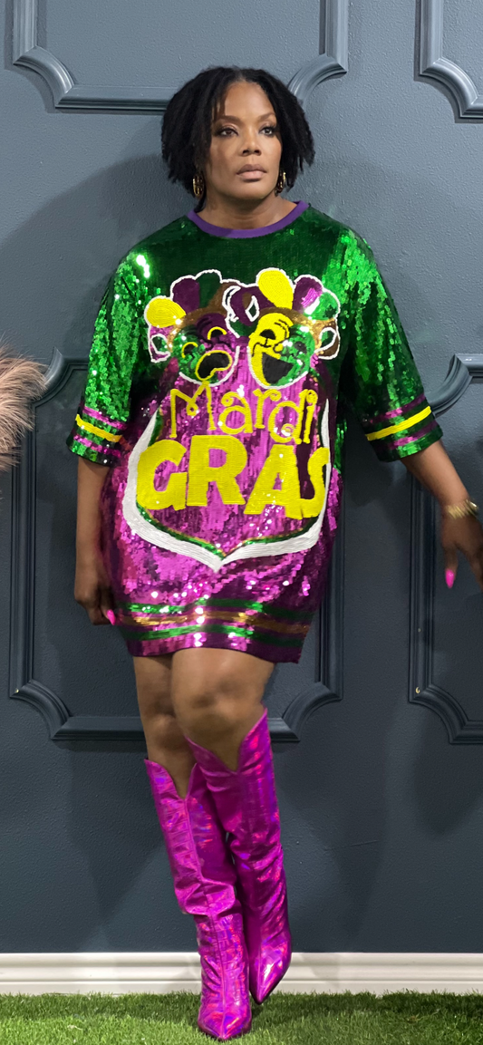 Mardi Gras Mask Shirt Dress