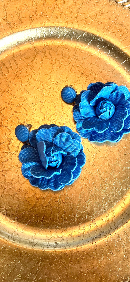 Light Denim Flower Earrings