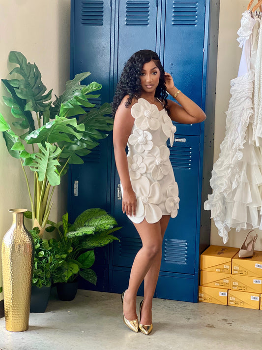 Just A Petal Dress-Off White