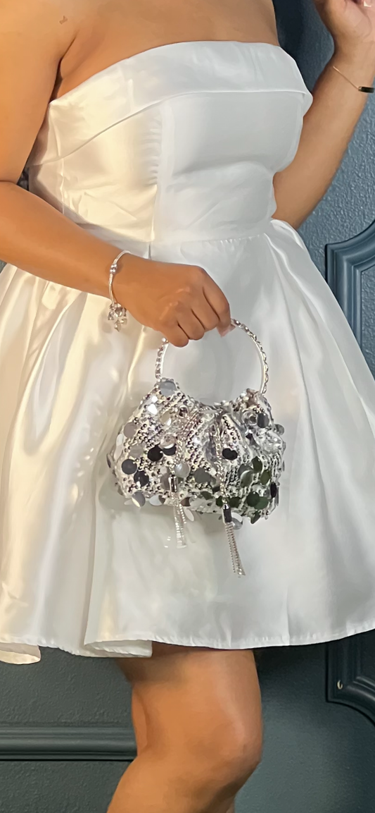 New Elegant Sequin Handbag-Silver