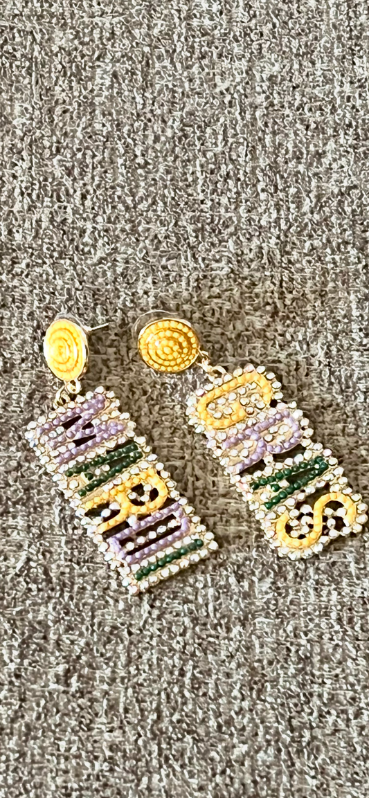 Mardi Gras Earrings-Dainty Metal